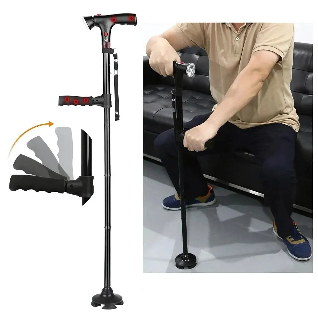 Solemarket | Sammenklappelig gangstok med LED-lys og alarm