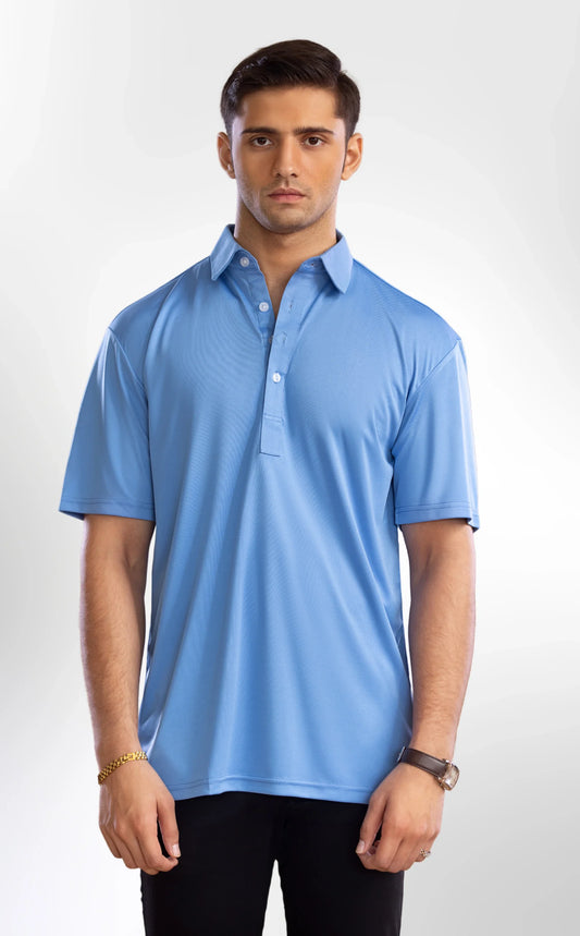 Solemarket | Den elegante Oxford Polo med spredt krave, fransk blå