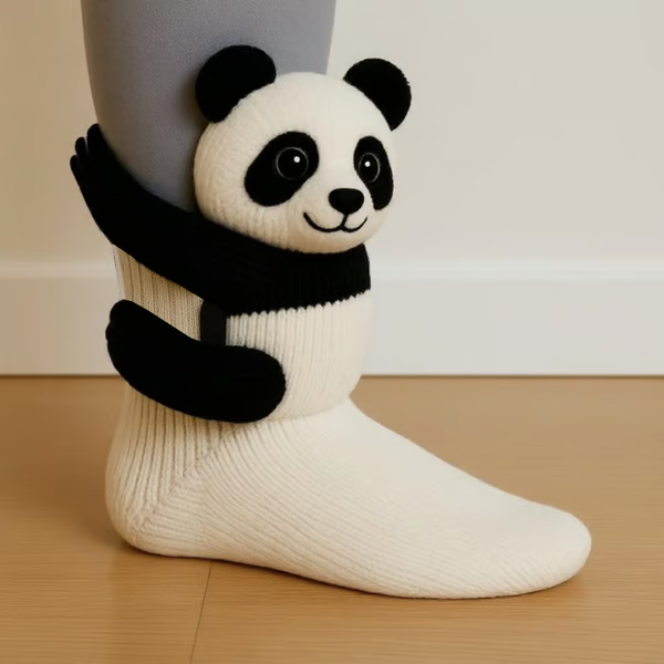 Solemarket | Bao – Sjove panda-sokker med sort-hvid design