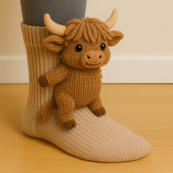 Solemarket | Finn – Sjove highland ko-sokker med fluffy design