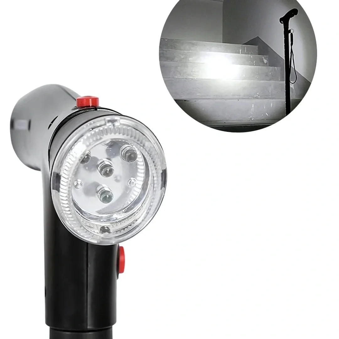 Solemarket | Sammenklappelig gangstok med LED-lys og alarm