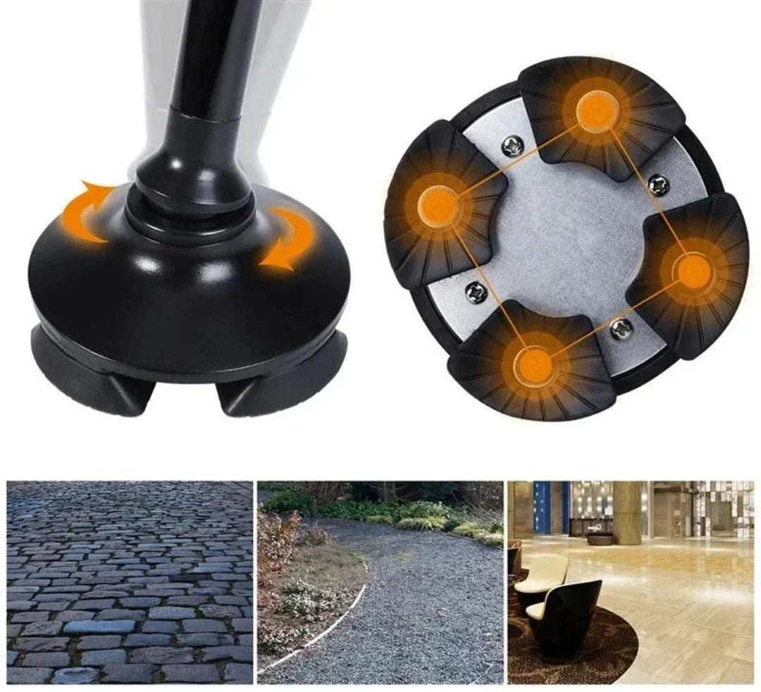 Solemarket | Sammenklappelig gangstok med LED-lys og alarm