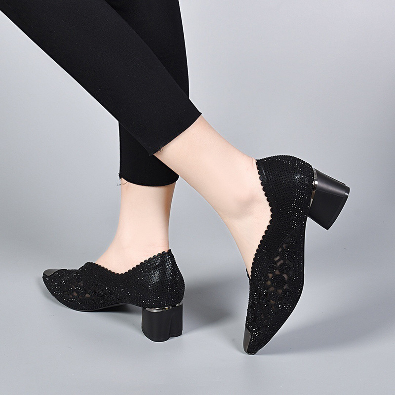 Solemarket | Mesh-hælesko til kvinder med krystal-accenter og glam look