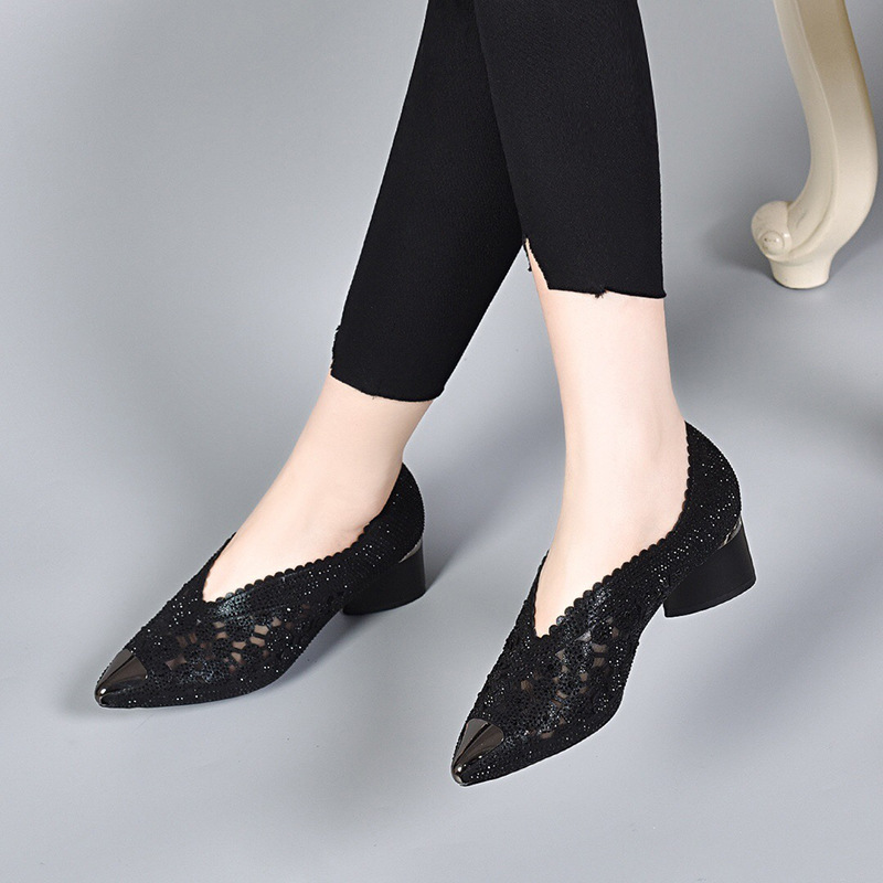 Solemarket | Mesh-hælesko til kvinder med krystal-accenter og glam look