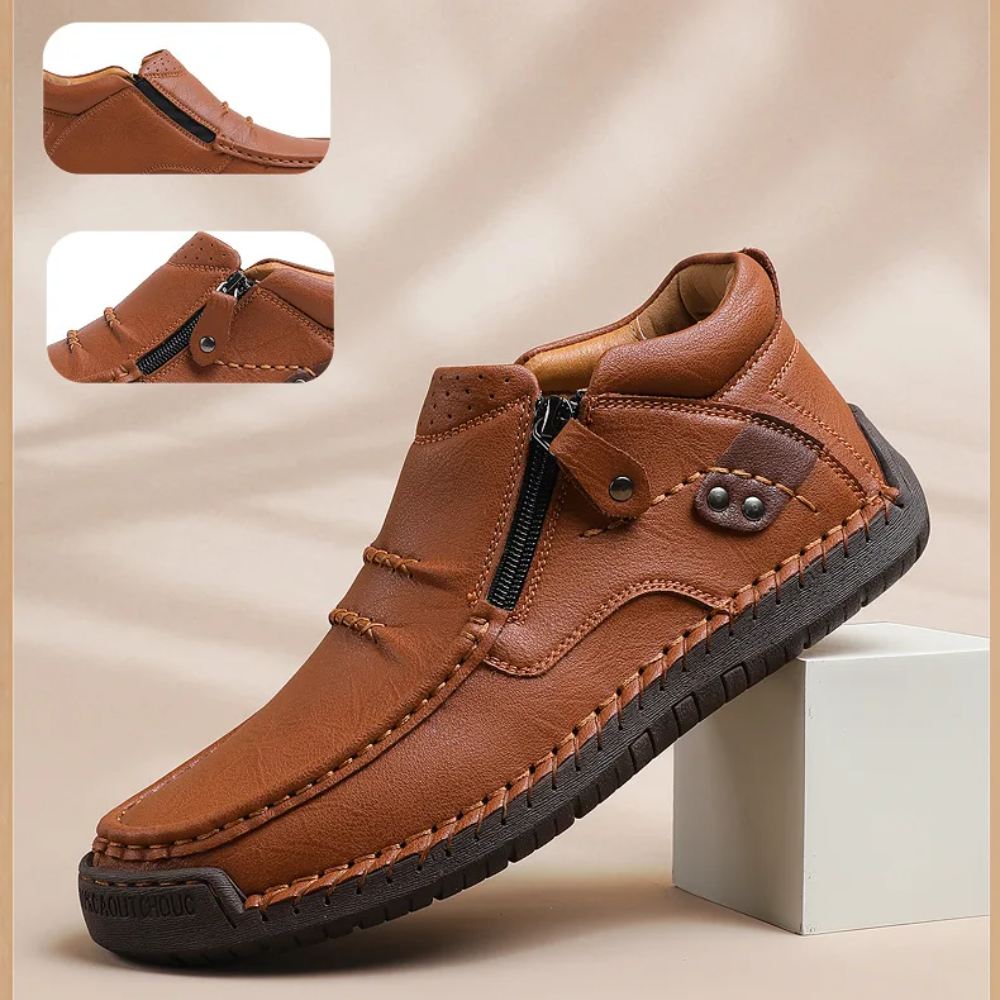 Solemarket | Retro-elegante slip-on herrestøvler i læderstil